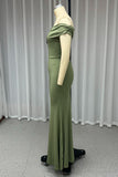 Plataz Prom Solid Color Slit Ruched Sloping Shoulder Evening HZ1007