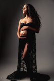 Plataz Women's Lace Pregnant Woman Drags-And-Eared Tset Dress Photoless Sleeveless Dress 8862 Maternity