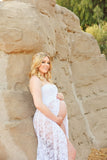 Plataz Women's Lace Pregnant Woman Drags-And-Eared Tset Dress Photoless Sleeveless Dress 8862 Maternity