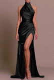 Plataz Formal Solid Slit Mandarin Collar Evening Dress HZ1007