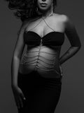 Plataz Black Cut Out Chain Halter Neck Bodycon Photoshoot Elegant Maternity Maxi Dress Maternity