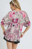 Plataz Floral Print Half Sleeve Blouse DJPT
