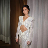 Plataz Out Sequin Deep V Maxi Prom HZ1007