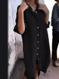 Plataz Size Casual Linen Button-Down Shirt Dress Plus Size DJPT