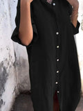 Plataz Size Casual Linen Button-Down Shirt Dress Plus Size DJPT