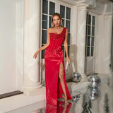 Plataz Shoulder Pleated Elegant Ruched Party Prom HZ1007
