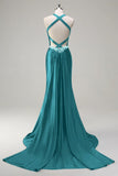 Vintage Satin Beaded Evening Gown Sheath Sweetheart Party Dress Long Formal Dress HZ1024