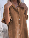 Plataz Size Casual Linen Button-Down Shirt Dress Plus Size DJPT