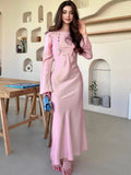 Plataz Stain Slim Maxi Dresses For Women Elegant Solid Party Evening Dress Women's High Waist Luxury Femme Autumn Fashion HZ1007