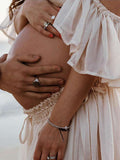 Plataz Solid Color Bohemian Off Shoulder Backless Ruffle 2 piece set Photoshoot Maternity Maxi Dress Maternity