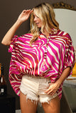 Plataz Zebra Dolman Silky Satin Shirt Top DJPT