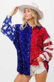 Plataz American Flag Sequin Snap Down Shirt DJPT