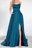 Plataz Formal Solid High Opening U Neck Evening Dress HZ1007