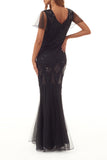 Plataz Formal Beading Zipper V Neck Evening Dress HZ1007
