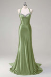 Vintage Satin Beaded Evening Gown Sheath Sweetheart Party Dress Long Formal Dress HZ1024