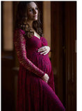Plataz Sexy Front Deep V Collar Long-Sleeved Lace Dress Casual Sexy Evening Dress 8981 Maternity