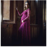 Plataz Sexy Front Deep V Collar Long-Sleeved Lace Dress Casual Sexy Evening Dress 8981 Maternity