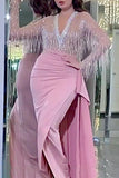 Plataz Elegant Bronzing Tassel V Neck Evening Dress HZ1007