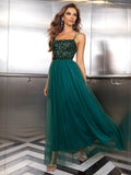 Plataz Sexy Sequin Gauze Stitching Evening Dress Contrast Color Sequined Mesh Camouflage HZ1007