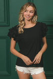Plataz Birdseye Texture Layered Ruffle Top DJPT