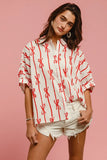 Plataz Bow Ribbon Woven Printed Button Down Shirt DJPT