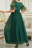 Plataz Elegant Solid Lace V Neck Evening Dress HZ1007