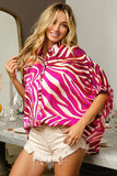 Plataz Zebra Dolman Silky Satin Shirt Top DJPT