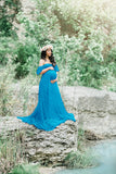 Plataz Women's Lace Pregnant Women Tailing Short-Sleeved Dress Photography Flying Sleeve Dress 8919 (Plus New Color) Maternity