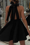 Plataz Solid Backless With Bow Halter Evening Dress HZ1007