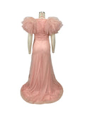 Plataz Pink Boho Elegant Ruffle Photoshoot Maternity Dress Maternity