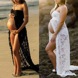 Plataz Perspective Lace Dress Pregnant Women Pregnant Woman Photography Dress Mother Photo V Collar Long Dress Maternity
