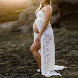 Plataz Perspective Lace Dress Pregnant Women Pregnant Woman Photography Dress Mother Photo V Collar Long Dress Maternity