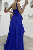 Plataz Formal Solid Slit Asymmetrical Halter Evening Dress HZ1007