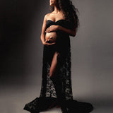 Plataz Perspective Lace Dress Pregnant Women Pregnant Woman Photography Dress Mother Photo V Collar Long Dress Maternity