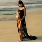 Plataz Perspective Lace Dress Pregnant Women Pregnant Woman Photography Dress Mother Photo V Collar Long Dress Maternity
