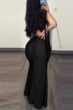 Plataz Formal Solid Tassel Sequins Slit V Neck Evening HZ1007