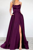 Plataz Formal Solid High Opening U Neck Evening Dress HZ1007