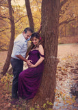 Plataz Women's Lace Pregnant Women Tailing Short-Sleeved Dress Photography Flying Sleeve Dress 8919 (Plus New Color) Maternity