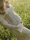 Plataz White Off Shoulder Lace Bandeau Tie Front Mermaid Bandage Going Out Photoshoot Maternity Maxi Dress Maternity
