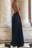 Plataz Elegant Solid Frenulum Backless Asymmetrical Halter Evening Dress HZ1007