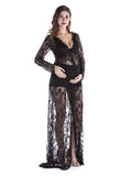 Plataz Pregnant Woman Shoots Photo Lace Dress Pregnant Woman Before Opening Lace Drag Dress 8849 Maternity