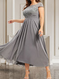Plataz Scoop Floor-Length Lace Chiffon Mother of the Bride Dress With HZ1007