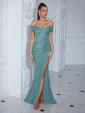 Plataz Mermaid Spaghetti Straps Black Slit Prom Dresses Long Party Dress SD2244 HZ0628