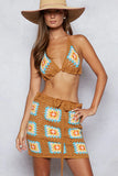 Plataz Crochet Halter Neck Cami and Skirt Sweater Set DJPT