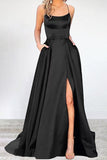 Plataz Formal Solid High Opening U Neck Evening Dress HZ1007