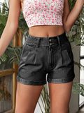 Plataz Detail High Rise Denim Shorts DJPT