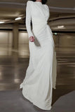 Plataz Elegant Solid Fold O Neck Evening Dress HZ1007