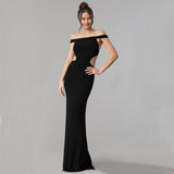 Plataz Women's Off Shoulder Maxi Evening Dress ¨C Elegant Formal HZ1007