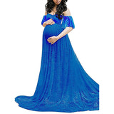 Plataz Women's Lace Pregnant Women Tailing Short-Sleeved Dress Photography Flying Sleeve Dress 8919 (Plus New Color) Maternity