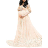 Plataz Women's Lace Pregnant Women Tailing Short-Sleeved Dress Photography Flying Sleeve Dress 8919 (Plus New Color) Maternity